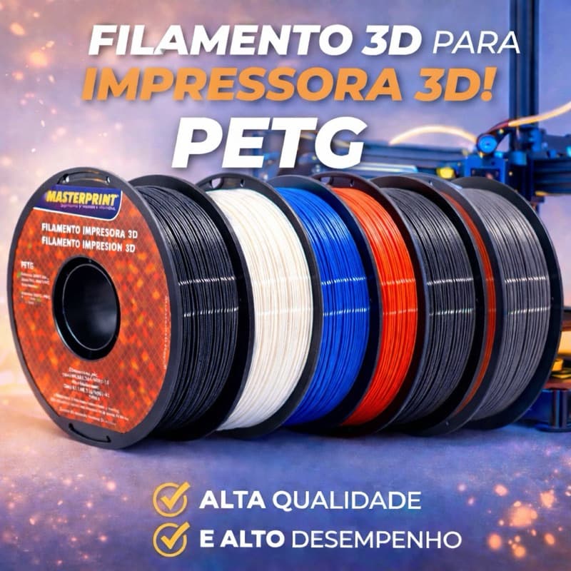 Filamento PETG Masterprint 1.75mm 1kg Alta Resistência para Impressora 3D