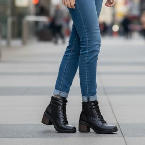 Bota Coturno Feminina Elegante Salto Grosso Solado Tratorado Antiderrapante