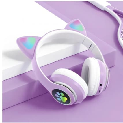 Fone de Ouvido Bluetooth Infantil Coelho LED Sem Fio Menino Menina Luxo