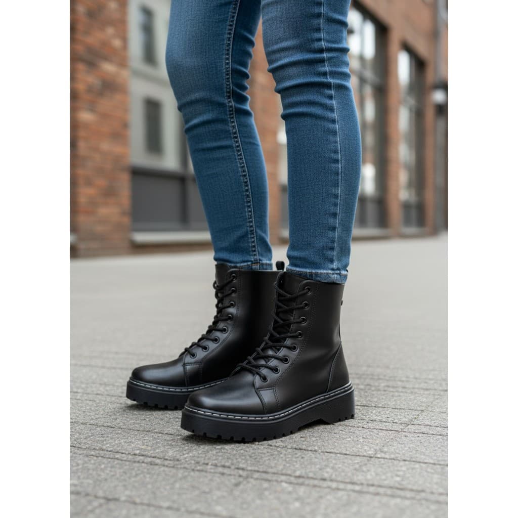 Bota Coturno Feminino Cano Médio Com Zíper Lateral Palmilha EVA Confortável Solado Tratorado Leve