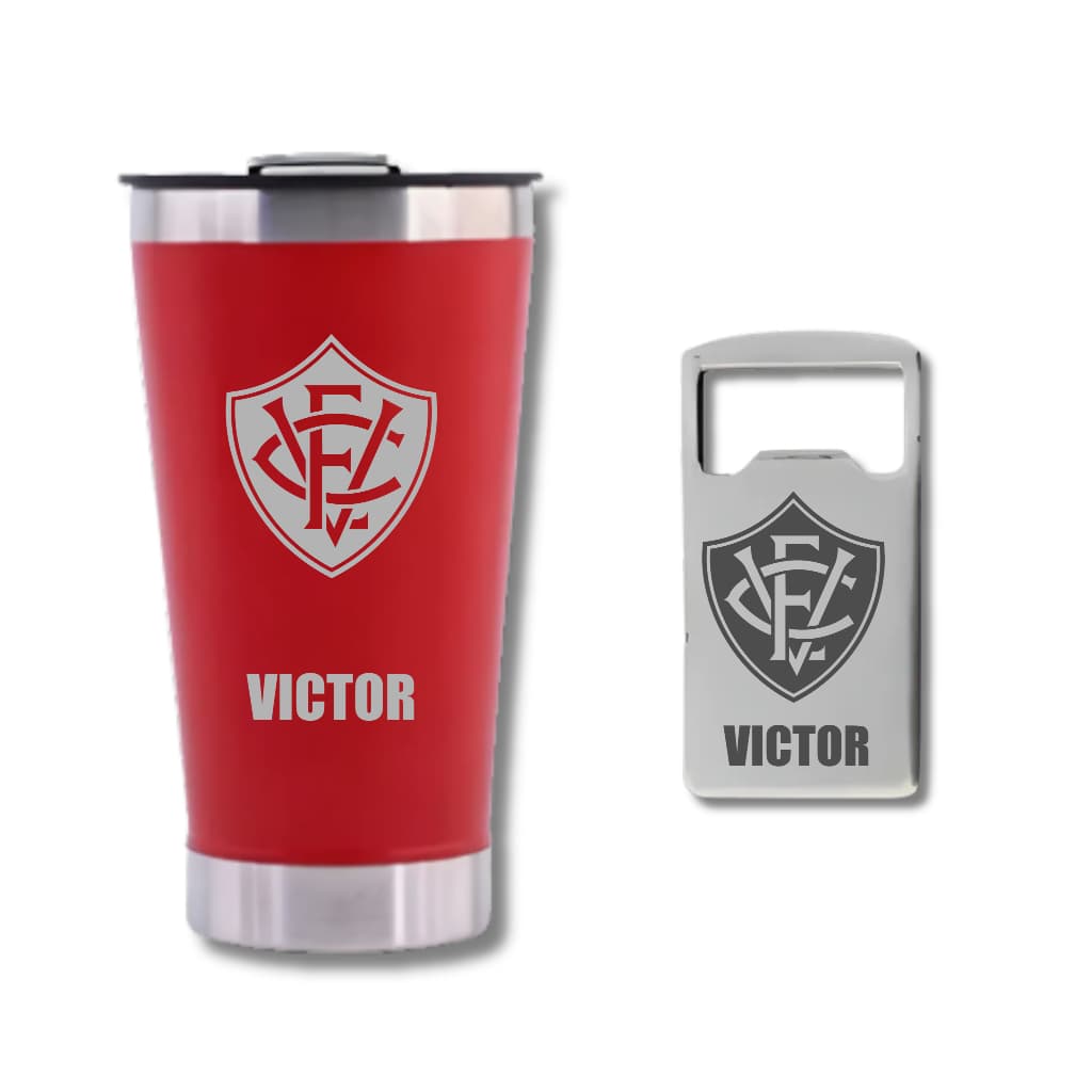 Copo Térmico Inox 473 Personalizado Time Vitoria Vermelho/Preto