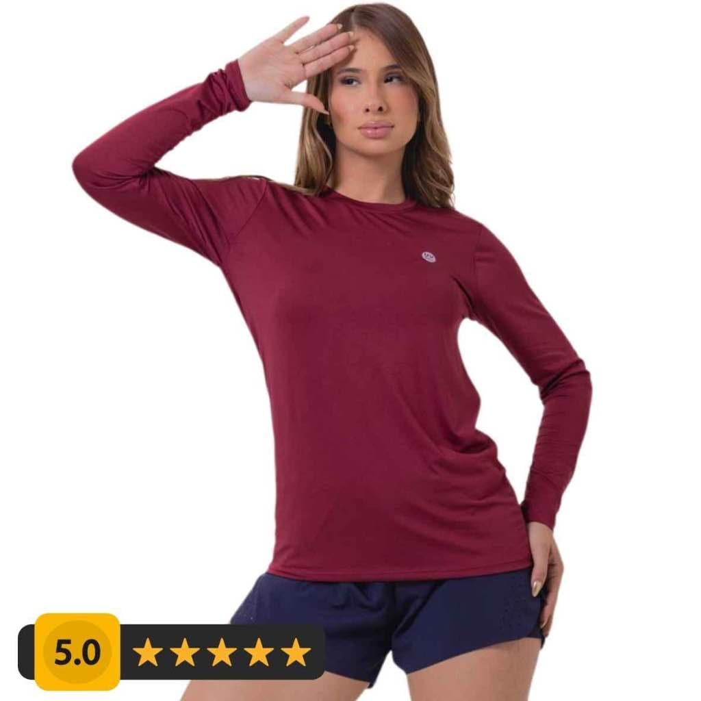 Camisa Térmica Feminina Proteção Uv 50+ Segunda Pele Camiseta Malha Fria Manga Longa.
