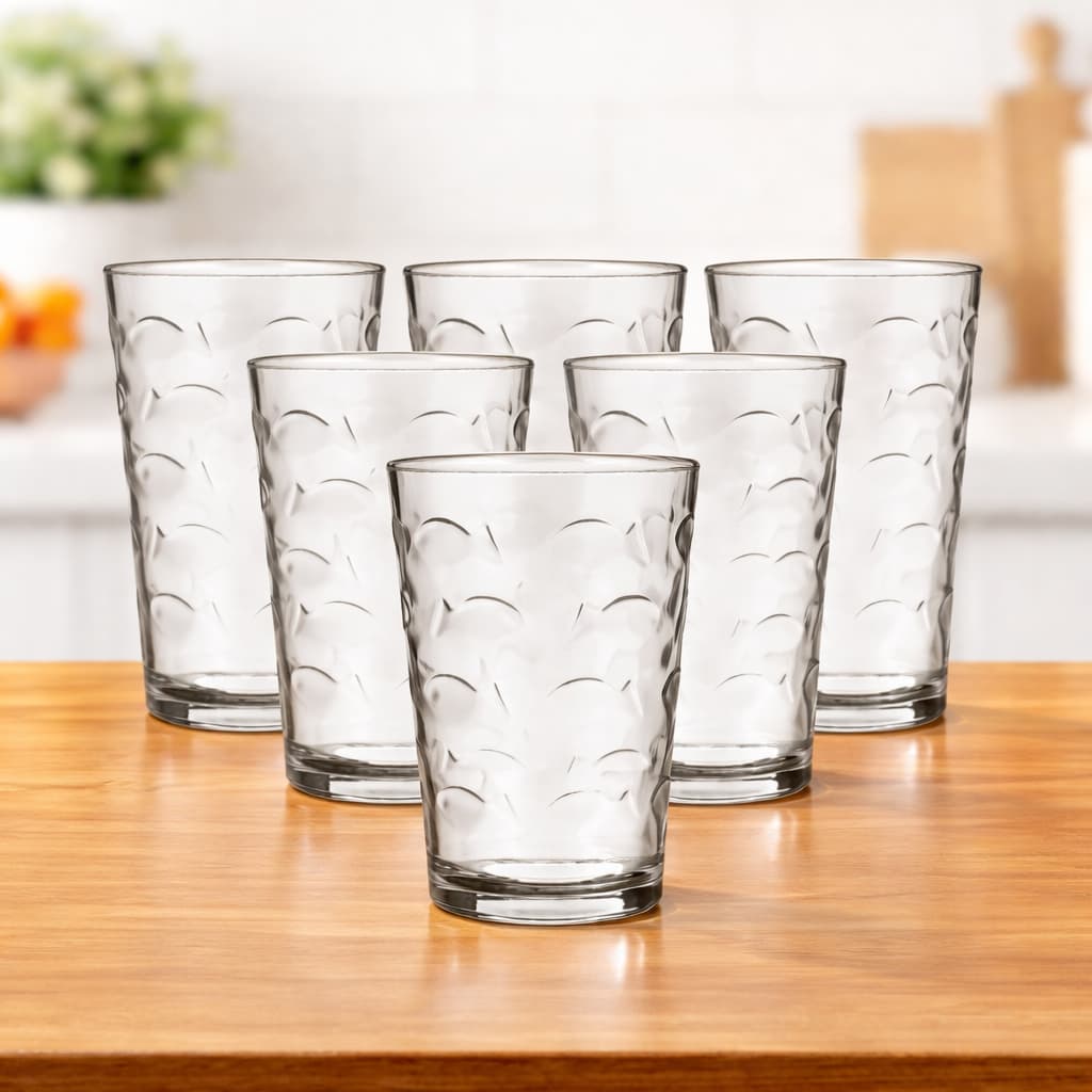 Jogo de  Copos em Vidro kit 6 Peças Cozinha Agua Suco Drink 180 ml