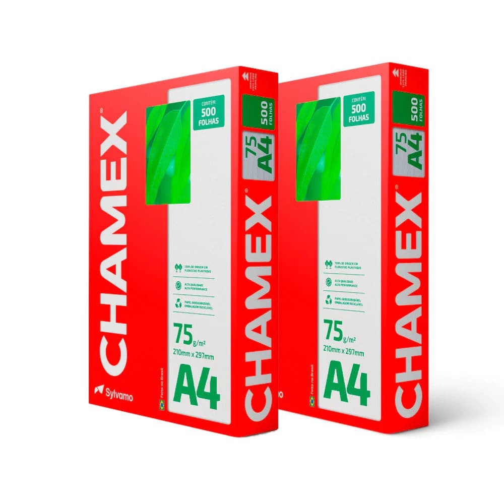 Papel Sulfite A4 75g Chamex Original – Kit 2 Resmas 1000 Folhas
