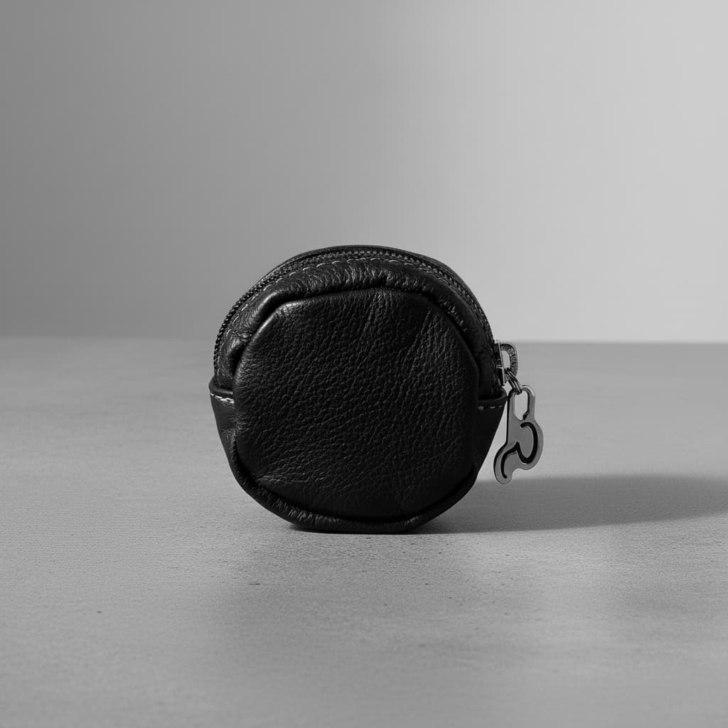 Porta Moedas Pequeno De Bolso Em Couro Legítimo Formato Redondo