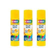 Kit cola em Bastão Acrilex 10g - 3 und