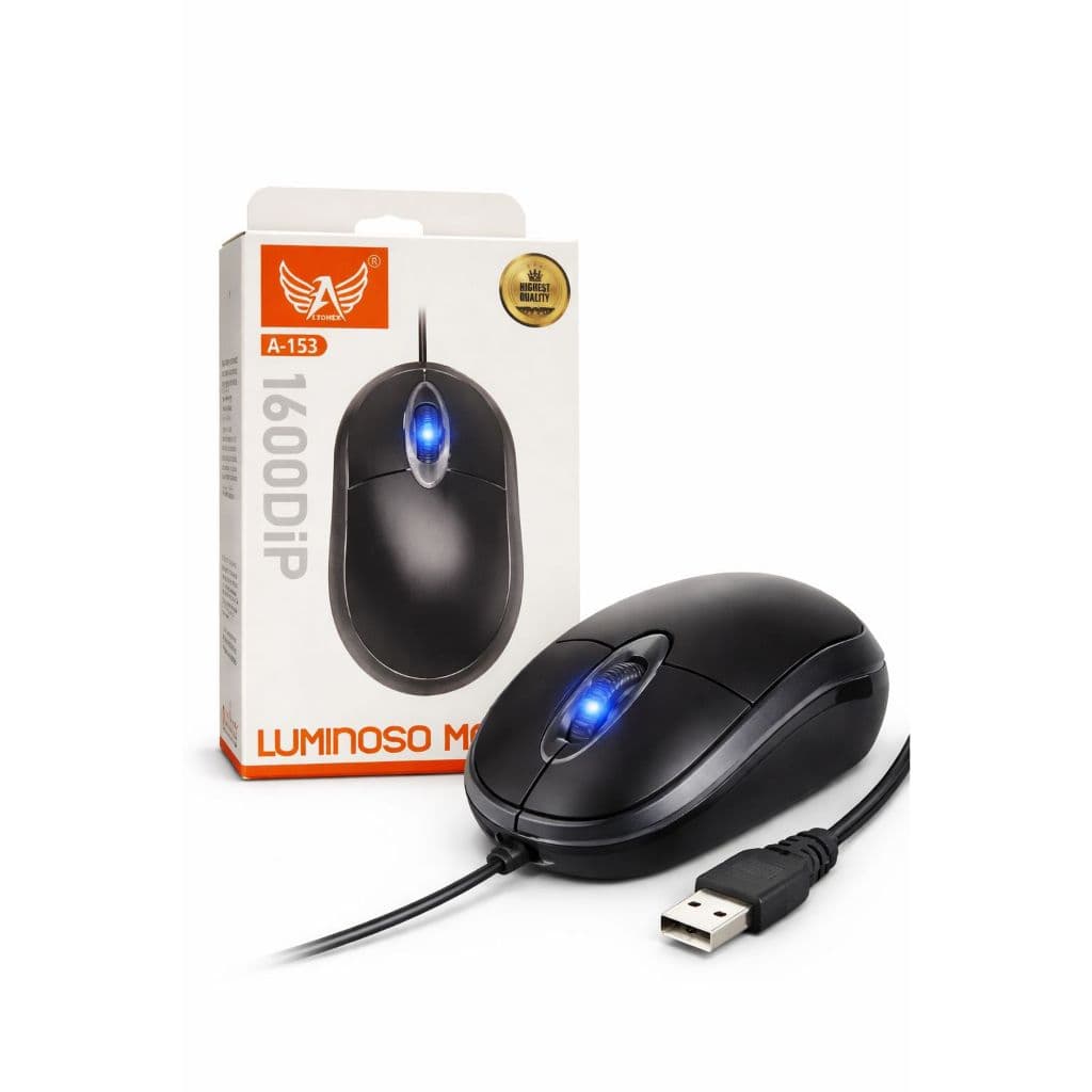 Mouse òptico USB 1600 DPI Com Fio LED VERMELHO para Notebook e PC
