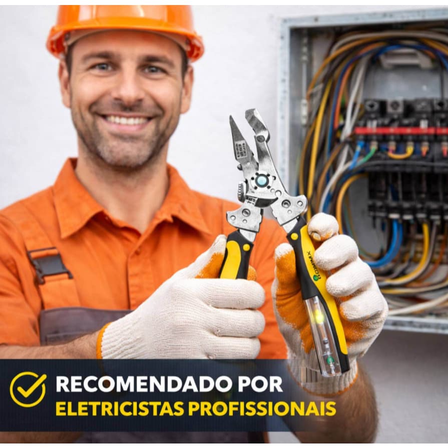 Alicate Decapador de Fios Dobrável com Testador de Tensão Alicate Decapador de Fios Dobrável com Testador de Tensão