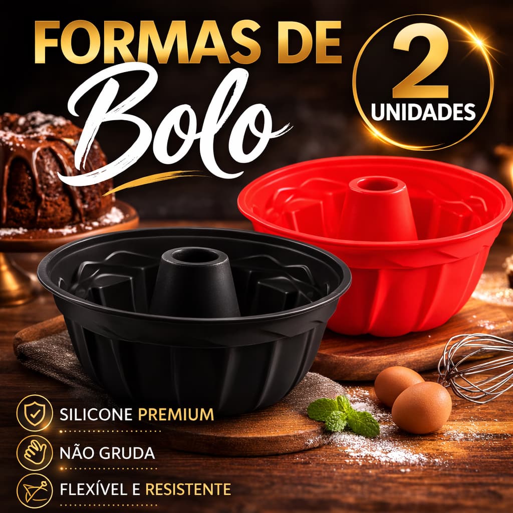 Forma de Bolo Silicone Vazada Antiaderente Não Gruda 1 ou 2 Un