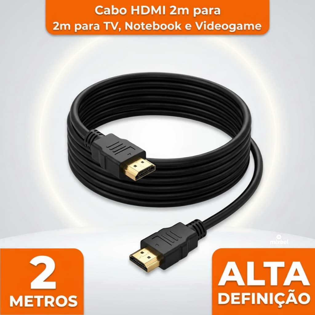 Cabo HDMI 2m Reforçado 4K Para TV Smart, Notebook, PC e Videogame PS4 PS5 Xbox Imagem Perfeita