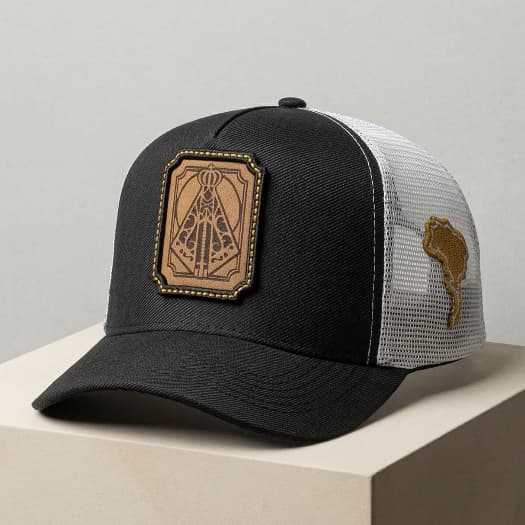 Boné Trucker Religioso Nossa Senhora Telinha Respiravel Masculino Feminino Aba Curva Ajustavel Premium