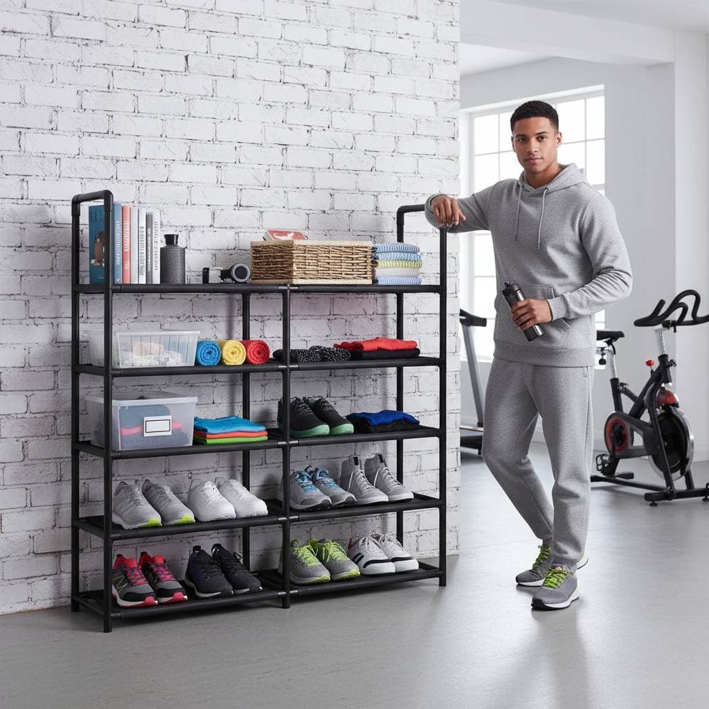 Estante Multiuso 5 Prateleiras Preta – Organizador para Quarto, Closet, Lavanderia e Sapateira