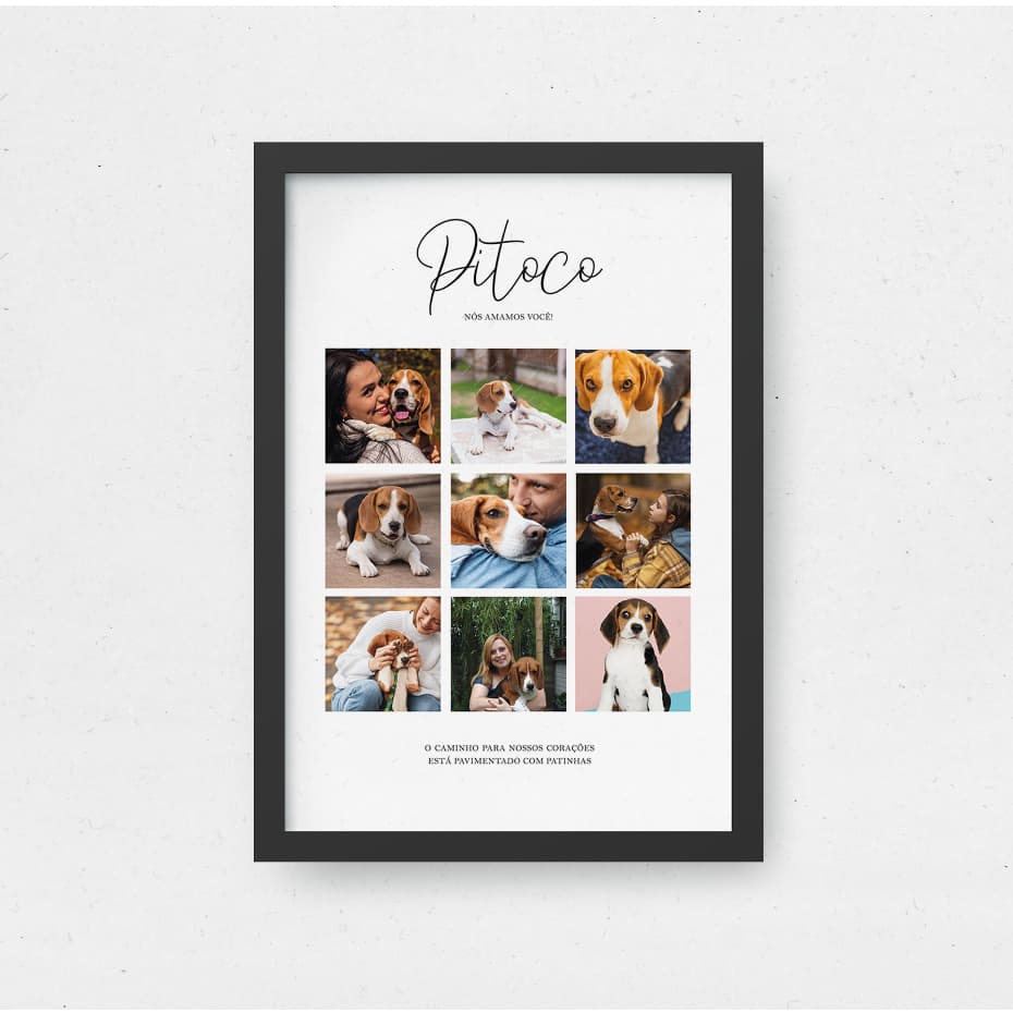 Quadro Personalizado 9 Fotos Nome Frase Especial Quadro Pet Decoração Pet Família Homenagem ao Pet