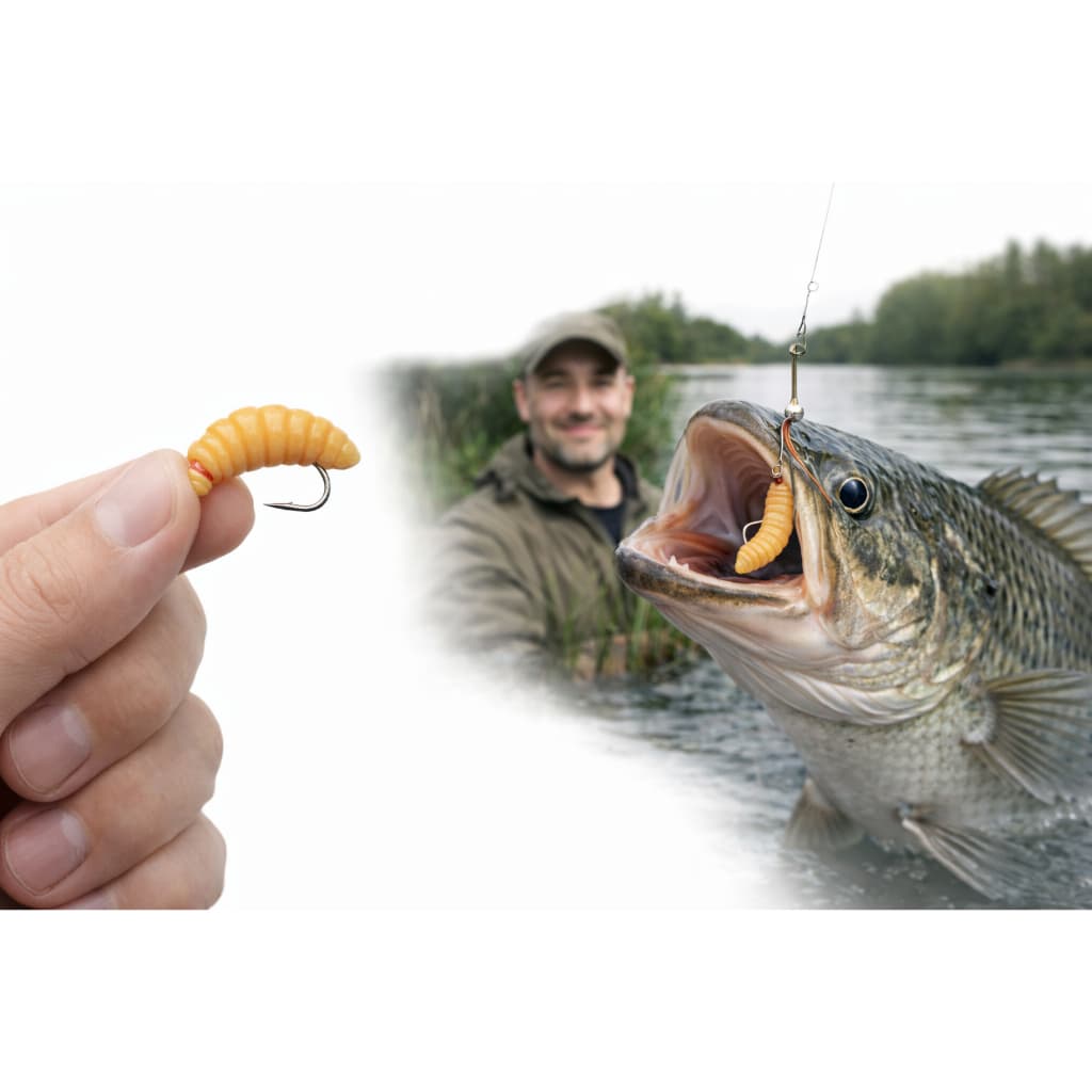Kit Isca Artificial Bichinho Laranja Aromatizado Premium Pesca Ideal Pescaria Tilápia Pacu Carpa