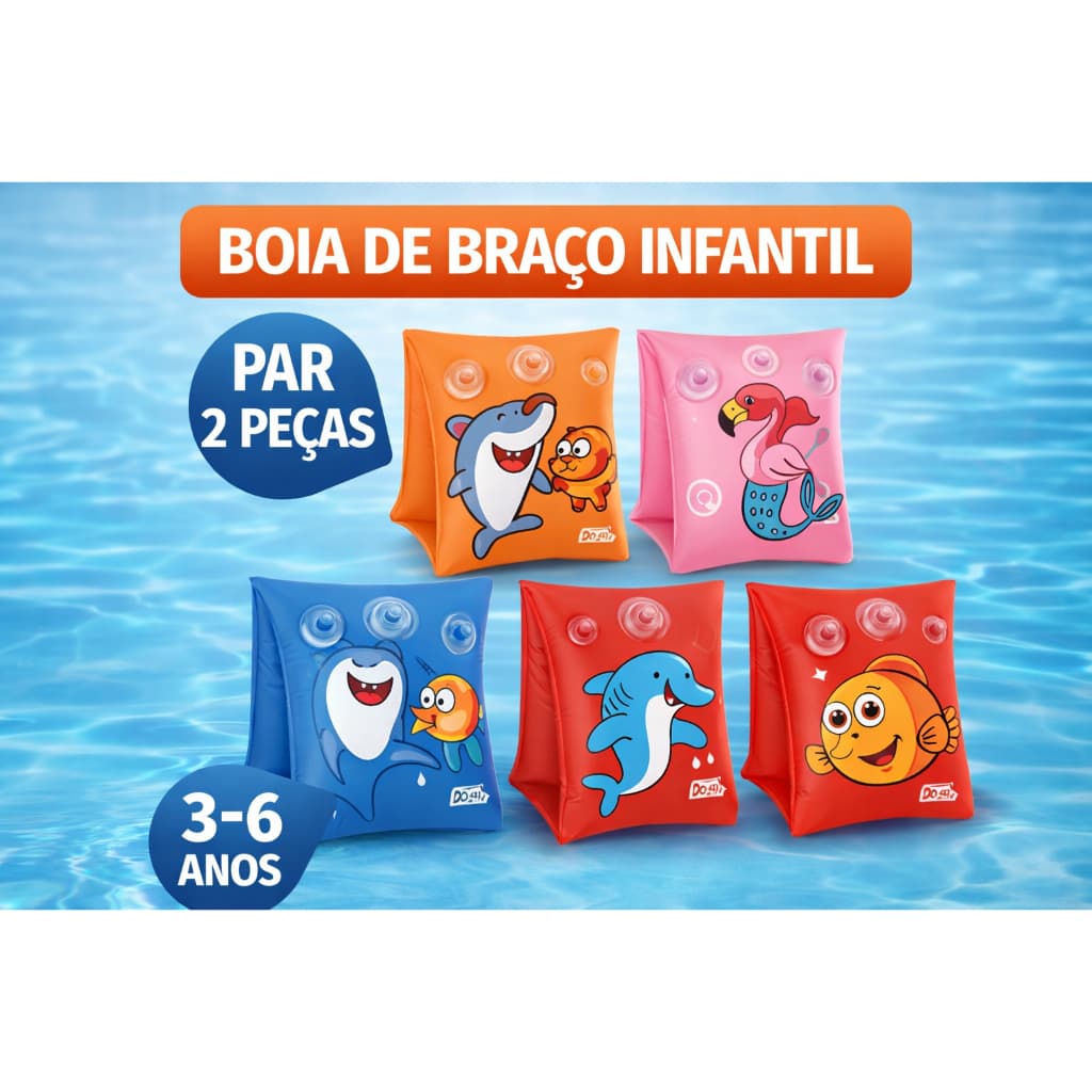 Boia de Braço Infantil Inflável 3-6 Anos | Par Boia Piscina Criança PVC Resistente Praia