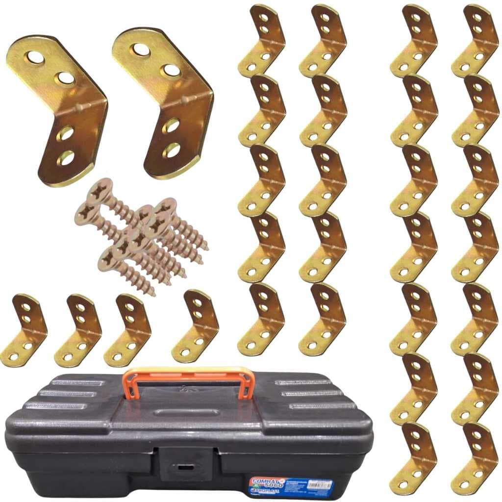 KIT Cantoneiras Para Móveis Armários 50x50x20mm Aço 5X5CM Parafusos Resistente Reforçar Gavetas Armario Com Maleta Caixa