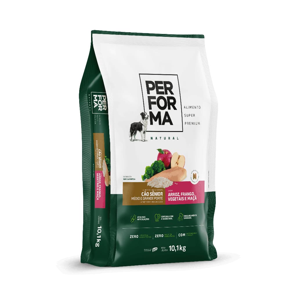 Ração Performa Natural Cães Sênior Médio e Grande Porte 15kg Super Premium Natural