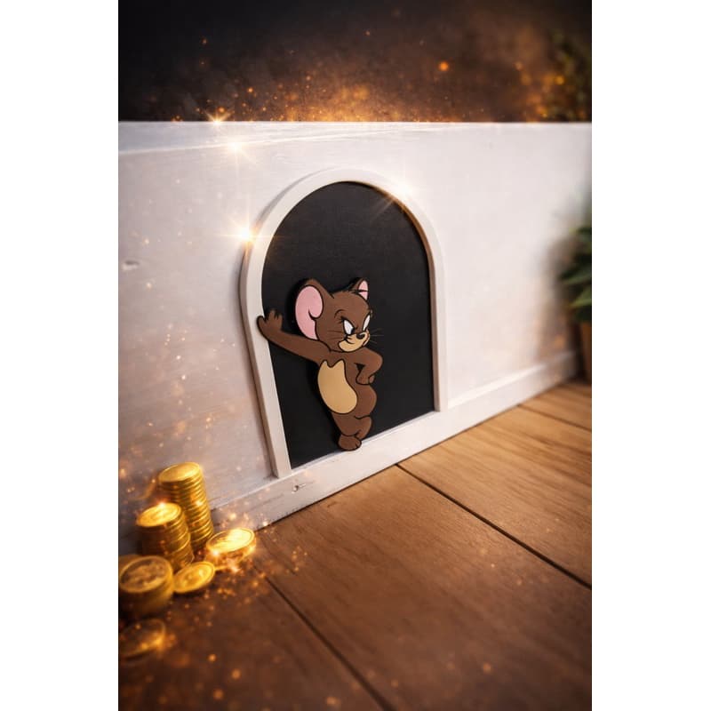Portinha Decorativa Jerry  3D – Enfeite Criativo para Rodapé, Infantil, Geek e Nerd