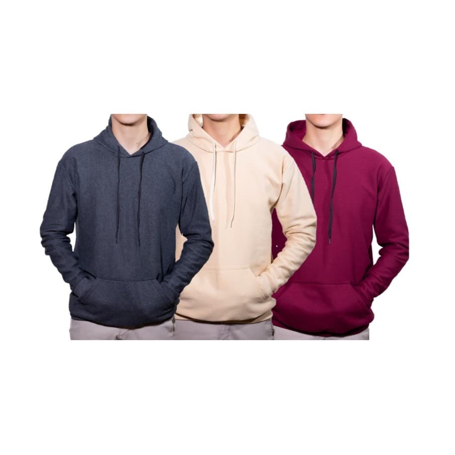 Kit 3 Moletom Com Capuz e Bolso 100% Algodão Casaco Flanelado Masculino e Feminino Blusa Unissex