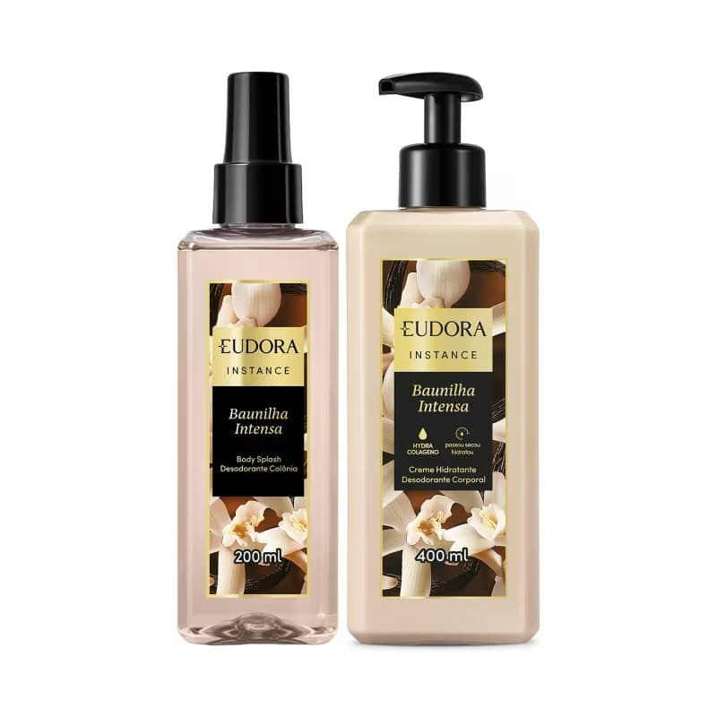 Kit Instance Baunilha Intensa Hidratante Desodorante Corporal 400ml + Body Splash 200ml Eudora
