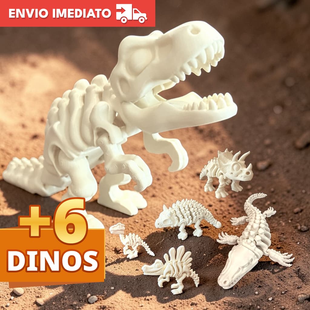 Dinossauro Articulado Fóssil Esqueleto | T-Rex Velociraptor | Brinquedo Dinossauro Colecionável