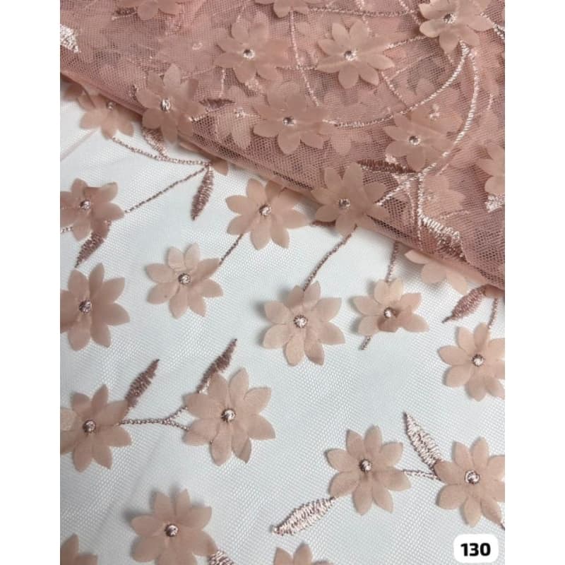 Tule Bordado 3D Com Aplicação Tridimensiona Tecido tule Invisível com Bordado l (1M×1,30M)