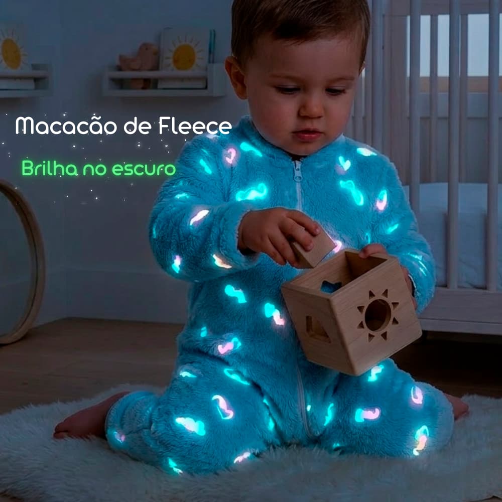 Macacão Brilha no Escuro de Manga comprida Infantil Pijama Fleece Tecido Peluciado 439