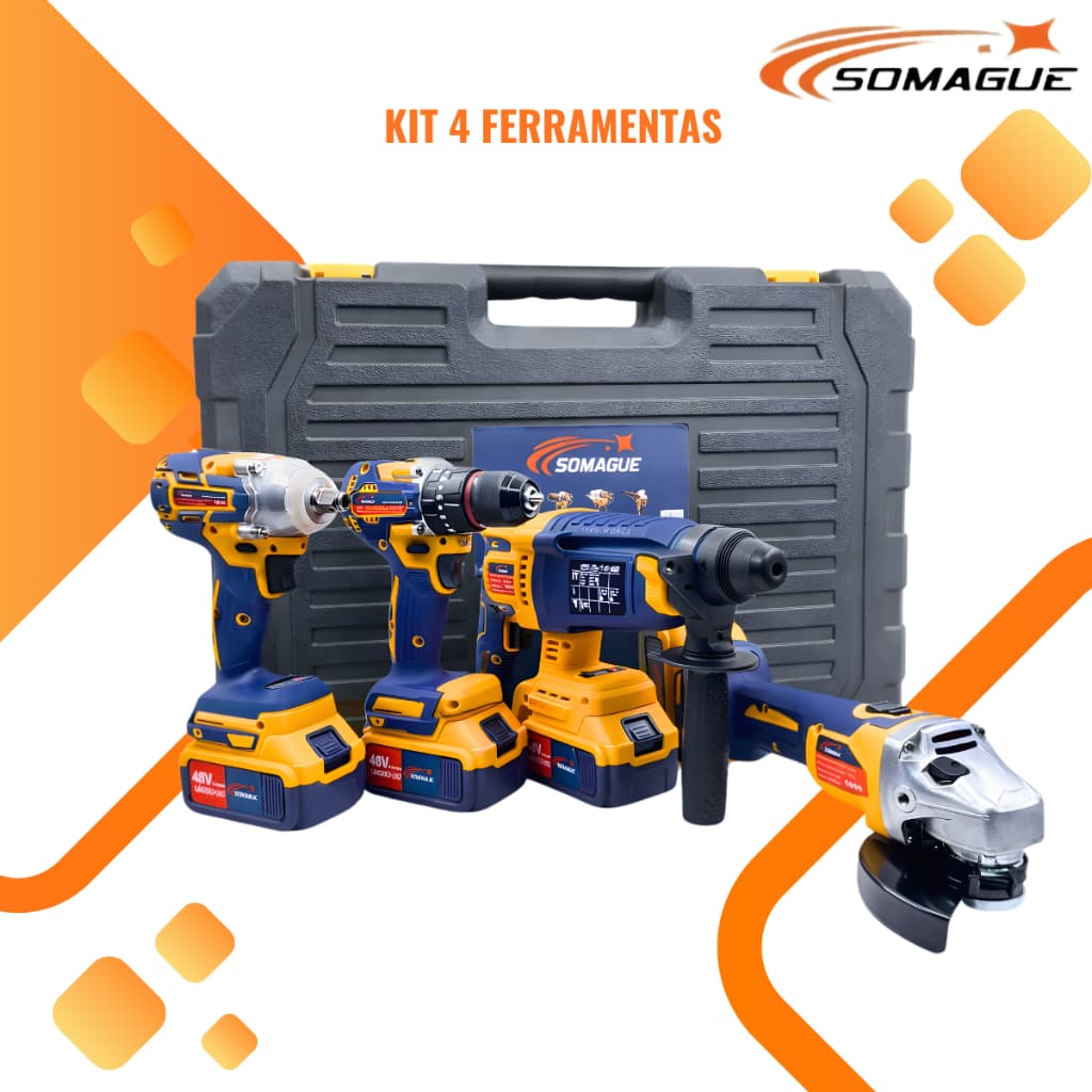 Kit Ferramentas Elétricas 4 Em 1 Com Maleta + 4 Bateria 48v