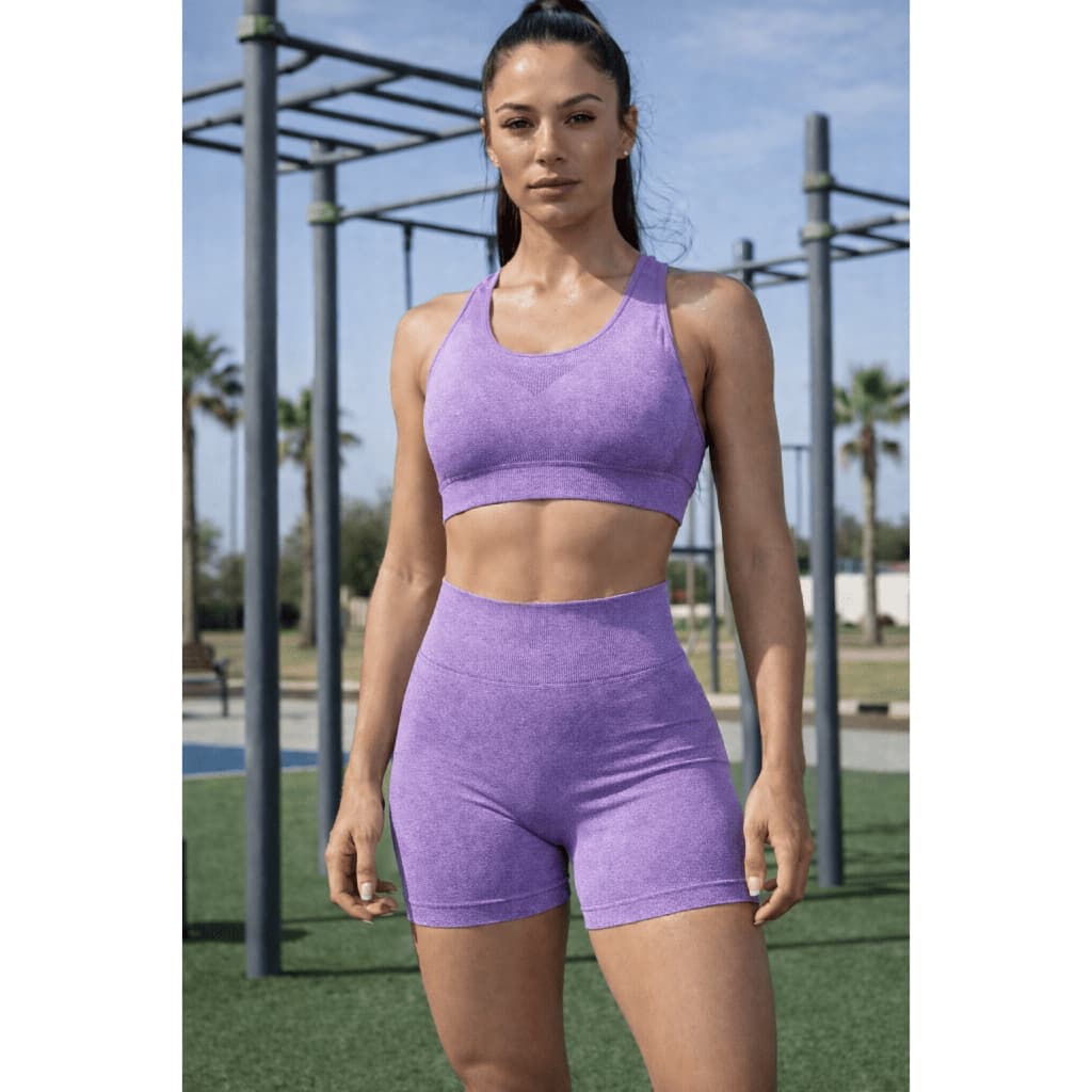 Conjunto Fitness Top e Shorts Empina Bumbum Estilo Virginia Zero Transparência Academia Esporte