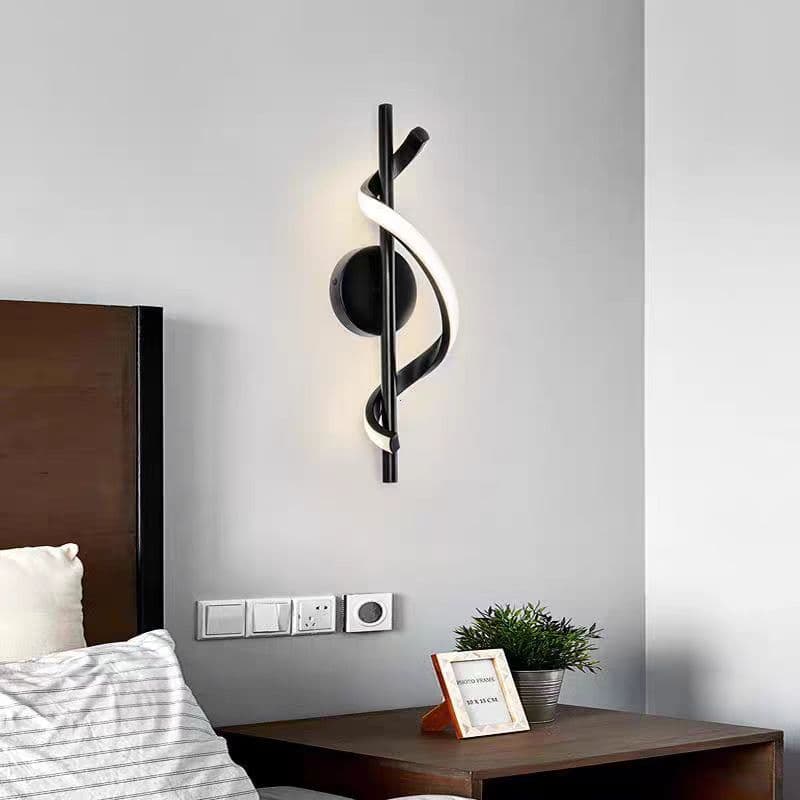 Arandela LED Espiral Moderna 12W - 3 Cores de Luz, Metal Anti-oxidação, Iluminação Decorativa para Quarto e Sala