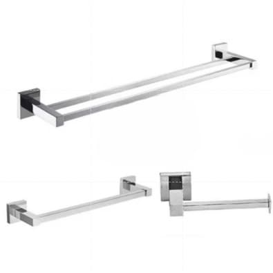 Kit Acessórios Para Banheiro/Toalheiro Duplo Em Inox (WJ-2115)