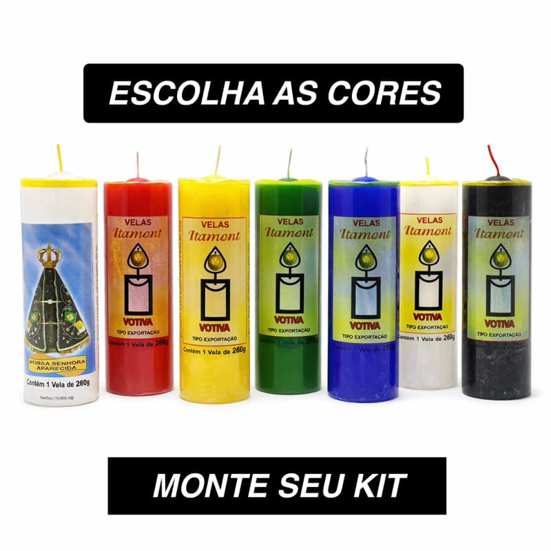 Vela 7 Dias 260 Gr Colorida Votiva Monte Seu Kit 4/ 6/ 10 Velas