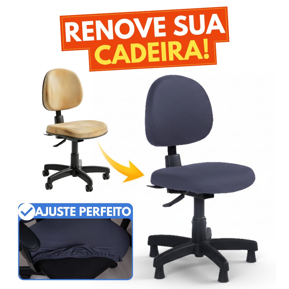 Capa de Cadeira Escritório Giratória Ajustável Universal com Elástico