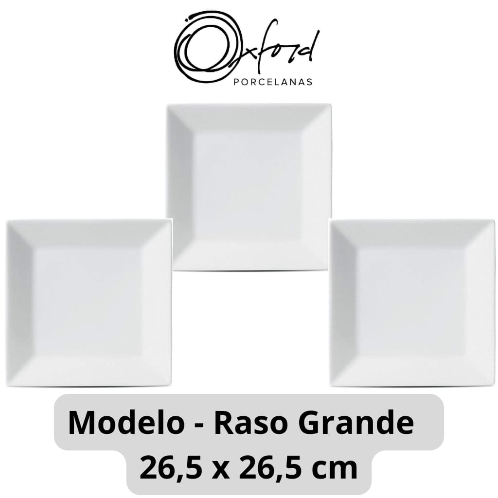Prato Raso Grande Quadrado Oxford Quartier White 26,5 x 26,5 cm Porcelana Original Branco - Unitário
