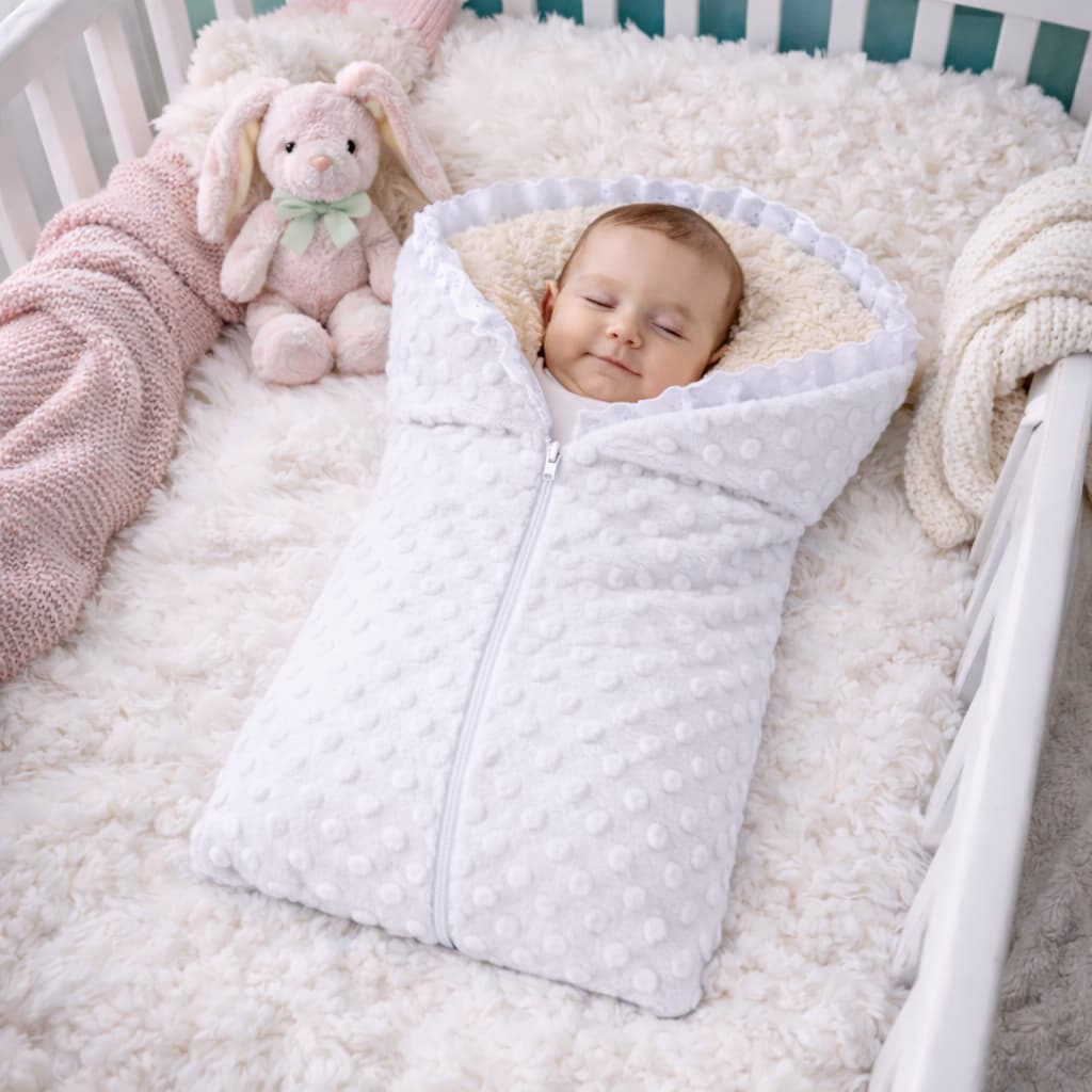 Saco de Dormir Bebê Sherpa 60x45cm Pipoquinha Confortável e Acolchoado