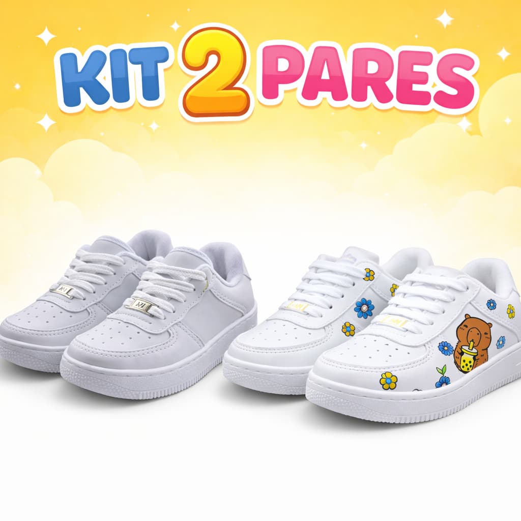 Kit 2 Pares Tênis Infantil Confortável Para Crianças
