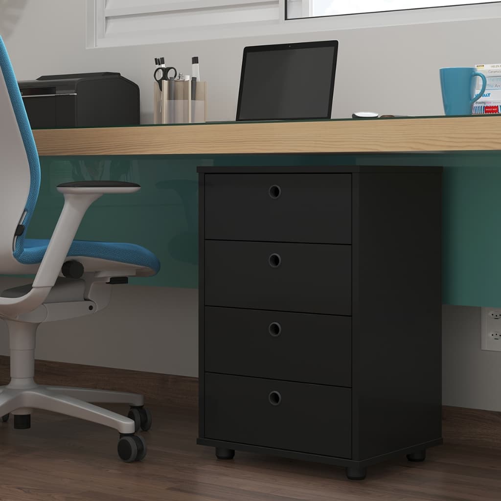 Gaveteiro Organizador com 4 Gavetas Preto - Moderno e Sofisticado com Acabamento UV