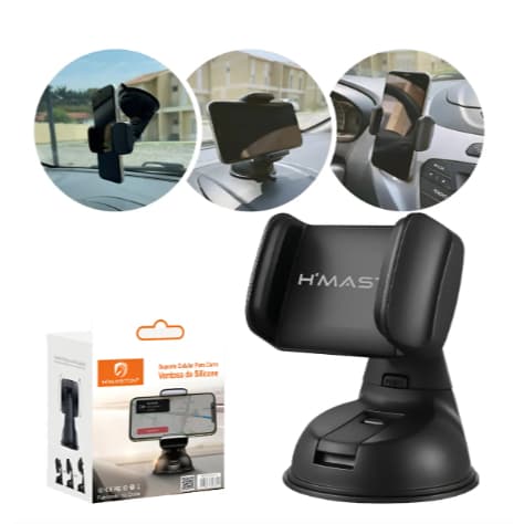 Suporte Para Celular Carro Veicular Ventosa 360°rotação Cj10 Preto