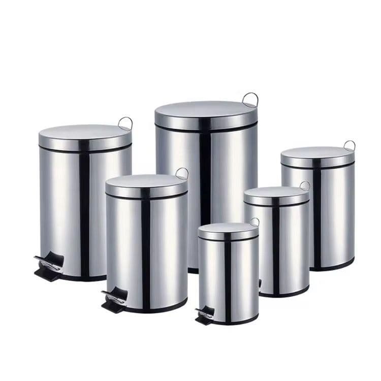 LIXEIRAS DE INOX COM CESTO REMOVÍVEL E PEDAL 5L, 8L, 12L E 20L