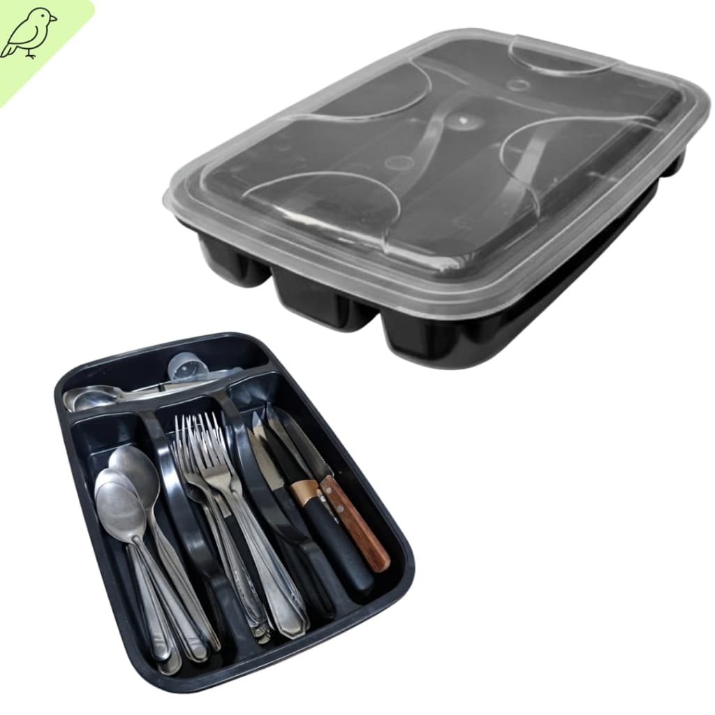 Organizador de Talheres Porta Talher com Tampa Cozinha Resistente Ideal para Gaveta Posta
