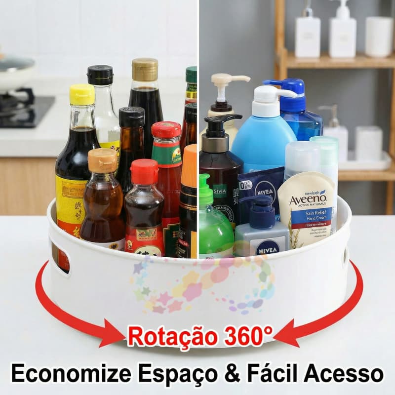 Organizador Giratório 360º Multiuso Plástica Para  cozinha banheiro Temperos Banheiro Frutas