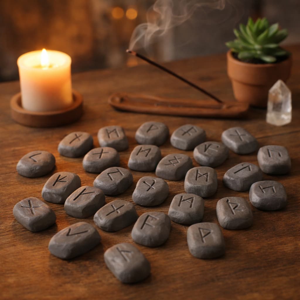 Runas Nórdicas em Pedra Resina Kit Adivinhação Oráculo Viking Espiritual Decoração Zen