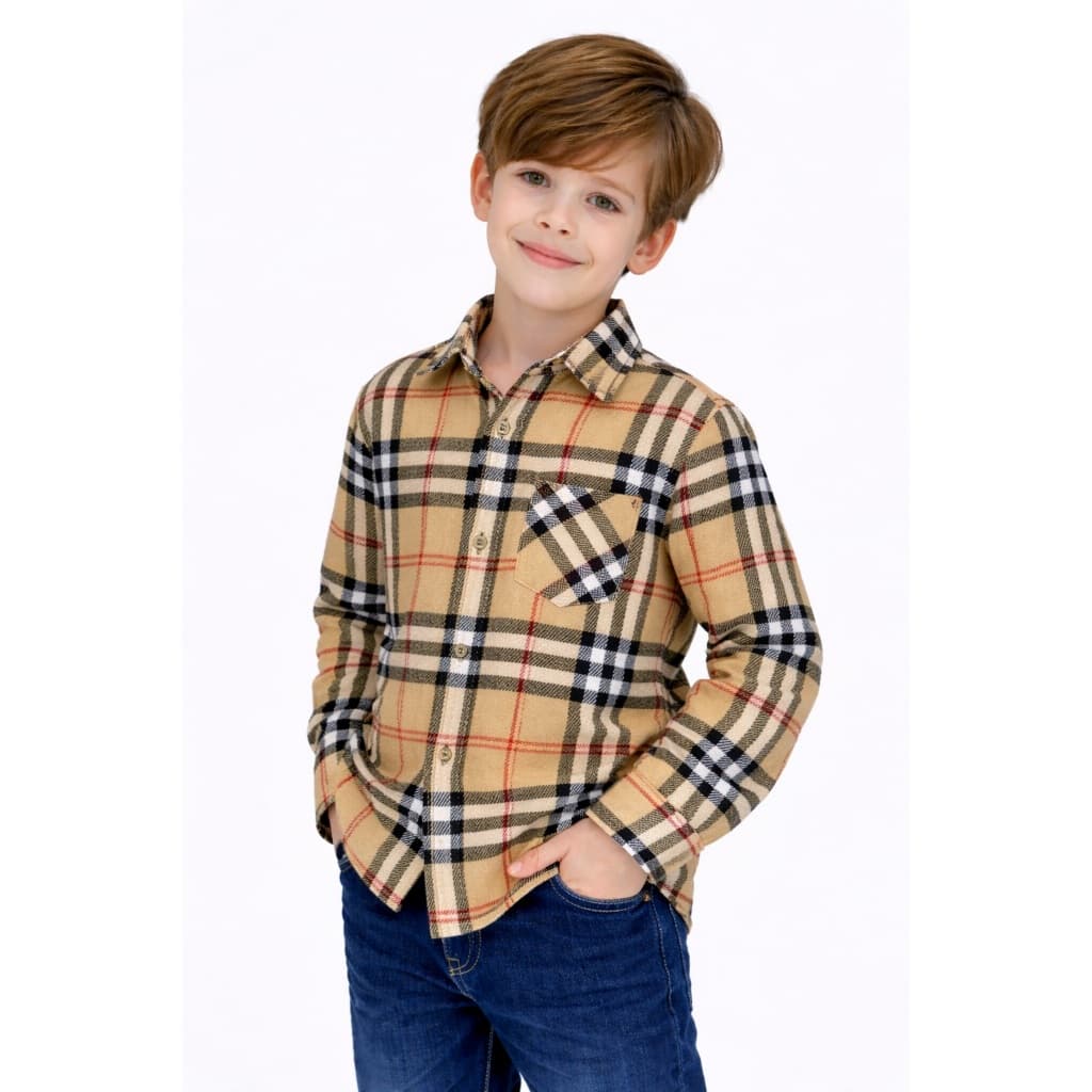 Camisa Xadrez Infantil Unissex Manga Longa Temática Estiloso
