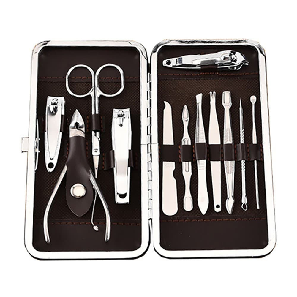 Kit Manicure Masculino Feminino Estojo 12 Peças Aço Inox