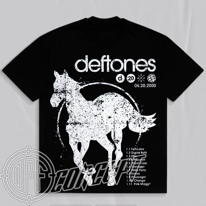 Camiseta Basica e OVERSIZED Deftones White Poney Private Music World Tour Rock Vintage 90s Unissex