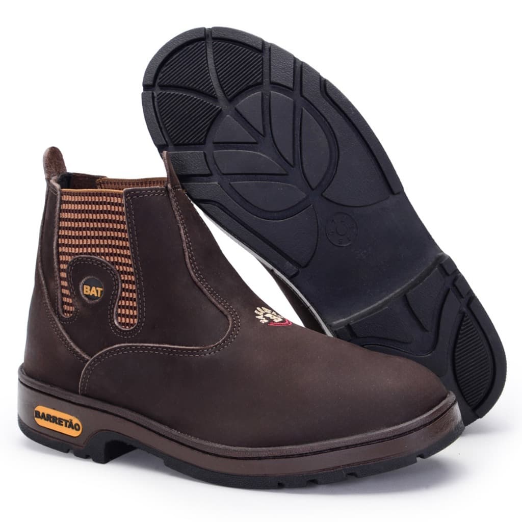 Bota Botina Masculina Couro Legitimo Fosco Country Chelsea Conforto Café Marrom