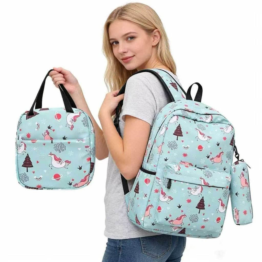 Kit 3 peças Mochila Infantil Escolar Kit Com Lancheira Estojo Conjunto