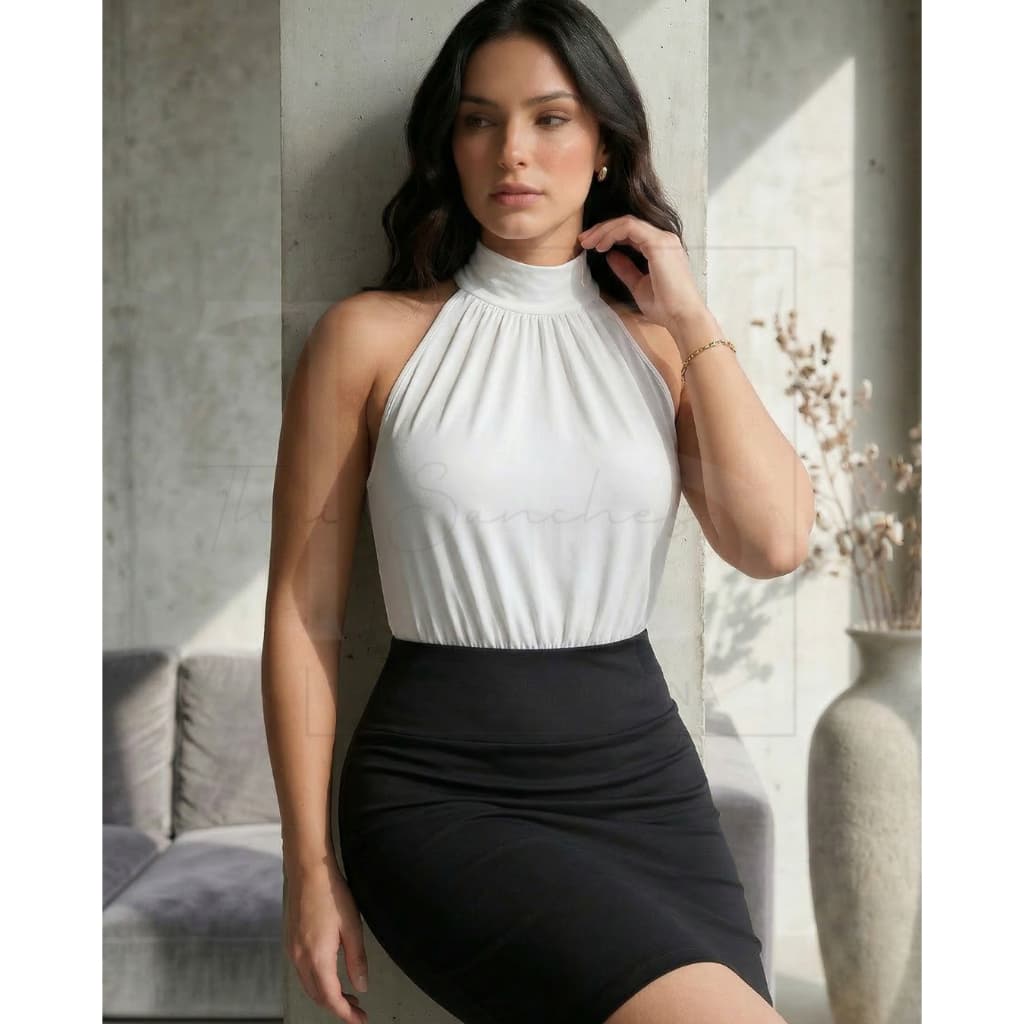 Body Feminino Regata Gola Colar Suplex Moda Feminina Gringa Blogueira Luxo Elegante Blusa Casual
