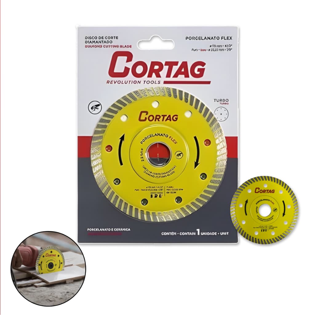Cortag Disco Diamantado Turbo Porcelanato Flex 115mm 1,2mm 61557 Rápido Preciso Alto Desempenho