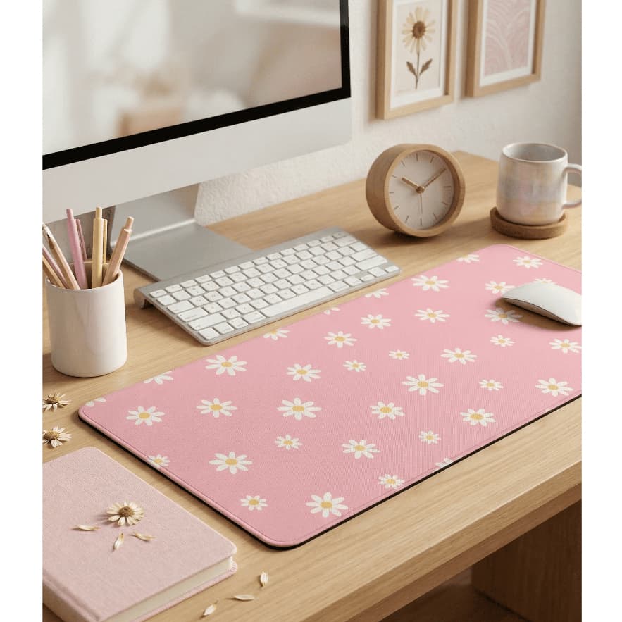 Mouse Pad Escritório Gamer Floral Margarida Computador Tapete de Mesa Premium Bibi Paineis Oferta